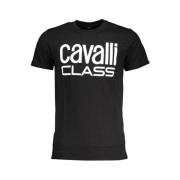 Cavalli Class Svart Bomull T-shirt med Tryck Logo Black, Herr