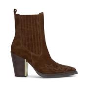 Alma EN Pena Cowboyboots med broderi Brown, Dam