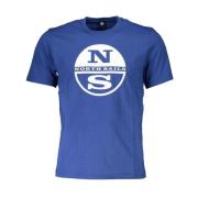 North Sails Kompass Logo Blå Bomull T-shirt Blue, Herr