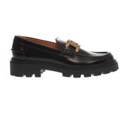 Tod's Svarta Läderloafers med Kedjedetalj Black, Dam