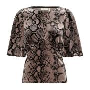 InWear Draperad Snake Print Topp Multicolor, Dam