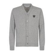 Comme des Garçons Play Grå Tröja med Guld Emblem Gray, Herr