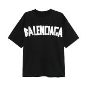 Balenciaga Logotyp-Crew Neck T-shirt Black, Dam