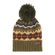 Barbour Grön Stickad Fairisle Pom Pom Mössa Green, Herr