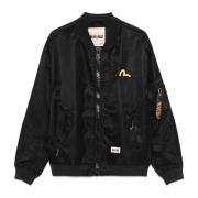 Evisu Svart Logotyp Tryck Bomberjacka Black, Herr