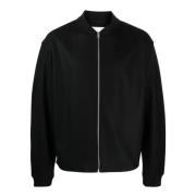 Jil Sander Svart ullbomberjacka med ribbad krage Black, Herr