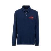 La Martina Herr Långärmad Heavy Jersey Polo - Navy Blue, Herr