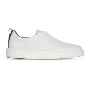 Santoni Vita Läder Slip-On Sneakers White, Herr