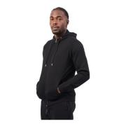 Bikkembergs Svart Huva Tröja Fullzip Logo Black, Herr