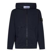 Stone Island Blå Fleece Hoodie Aw24 Blue, Herr