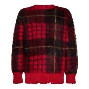 Alexander McQueen Röd Tartan Tröja Med Distressed Finish Red, Herr