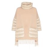 Herno Beige Ullcape med Fransar Beige, Dam