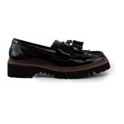 Coccinelle Svart läder slip-on fransloafers Black, Dam