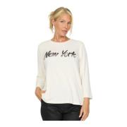 2-Biz Cloud/Black Cropped Tee med Paljettmotiv White, Dam