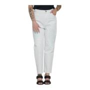 Pinko Högmidjade Straight Mom-Fit Jeans White, Dam