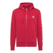 Carlo Colucci Unik Zip-through Sweatshirt för Män Red, Herr