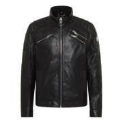 Carlo Colucci Joker Bikerstil Läderjacka Black, Herr