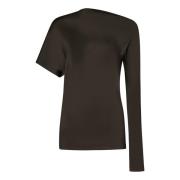 Alexander McQueen Brun Asymmetrisk Halsring Draperad Topp Brown, Dam