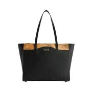 Alviero Martini 1a Classe Svart Geo Beige Shopper Väska Black, Dam