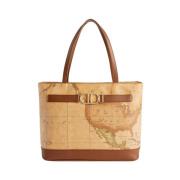 Alviero Martini 1a Classe Brun läder shopper väska Geo Classic Brown, ...