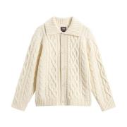 Woolrich Kabelstickad Vit Tröja White, Herr