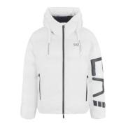 Emporio Armani EA7 Vit Oversize Bomberjacka med Svart Logotyp White, H...