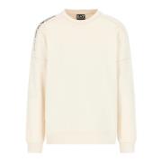 Emporio Armani EA7 Beige Bomull Crewneck Sweatshirt med Logodetalj Bei...