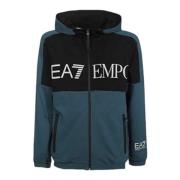 Emporio Armani EA7 Herr Hoodie med dragkedja och huva Black, Herr