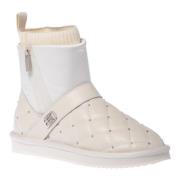 Baldinini Ankle boots in vanilla quilted leather and nylon with studs ...