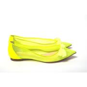 Christian Louboutin Fluro Gul Platt Spetsig Sko Yellow, Dam