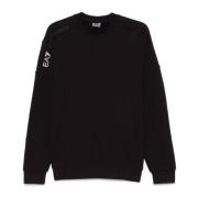 Emporio Armani EA7 Svart Sweatshirt med Logodetalj Black, Herr