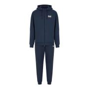 Emporio Armani EA7 Blå Bomull Hoodie Jogger Set Blue, Herr