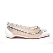 Christian Louboutin Elegant Vit Silver Platt Spetsig Sko White, Dam