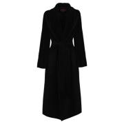 Max Mara Studio Svart Alpacka Ull Kimono Kappa Black, Dam