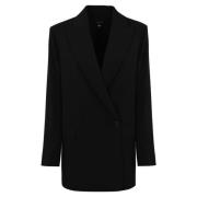 Max Mara Weekend Svart ullblazer långärmad V-ringad Black, Dam