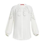 Marina Rinaldi Elegant viskosblus med puffärmar White, Dam