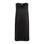 Marina Rinaldi Elegant Satin Midi Klänning med Fickor Black, Dam