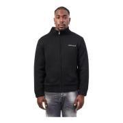 Guess Svart Tröja Fullzip Broderad Logotyp Black, Herr