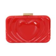 Love Moschino Röd Clutch med präglat hjärtmönster Red, Dam