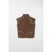 Luisa Cerano Brun blus med dekorativ kragedesign Brown, Dam