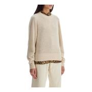 Isabel Marant Lyxig Silk Alpacka Kashmir Crew Neck Beige, Dam