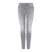 Armani Exchange Skinny präglad denim jeans Gray, Dam