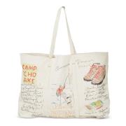 President's Handmålad Canvas Tote Bag White, Dam