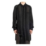 Yohji Yamamoto Randig Asymmetrisk Hem Skjorta Black, Herr