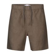 Samsøe Samsøe Linneshorts med Mellanhög Midja och Fickor Brown, Herr