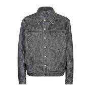 Fendi Grå Denim Oversized Jacka med FF Gray, Herr