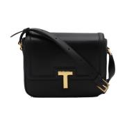 Tom Ford Svart läder axelväska Black, Dam