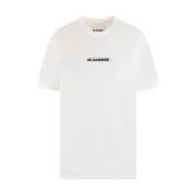 Jil Sander Logo Print Vit Bomull T-shirt White, Dam