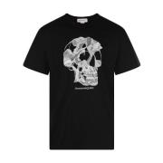 Alexander McQueen Svart Bomull T-shirt med Frontal Print Black, Herr