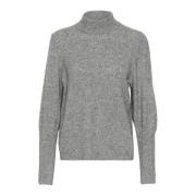 Kaffe Grå Melange Stickad Pullover Tröja Gray, Dam